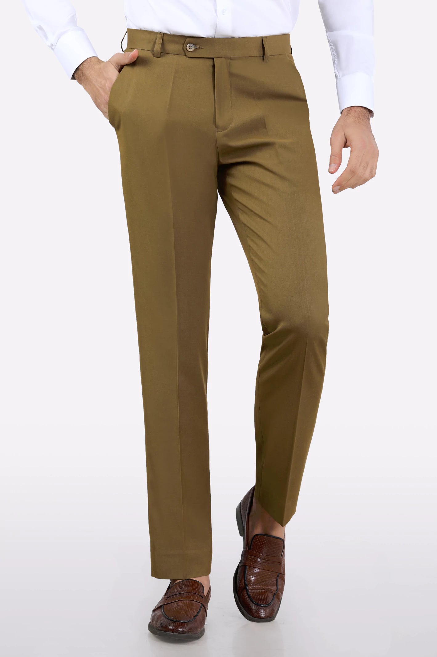Khaki Regular Fit Formal Trouser