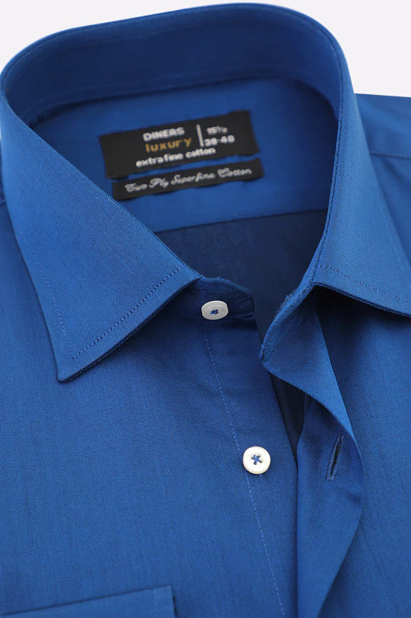 Blue Self Textured Formal Shirt