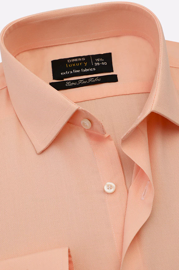 Peach Dobby Textured Formal Shirt