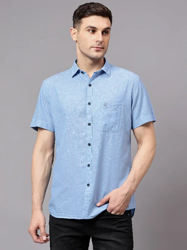 Men's Crew Neck T-Shirts for Everyday WearMen's Blue Casual Thin Stripe Half sleeve Shirt Men's Crew Neck T-Shirts for Everyday WearMen's Blue Casual Thin Stripe Half sleeve Shirt