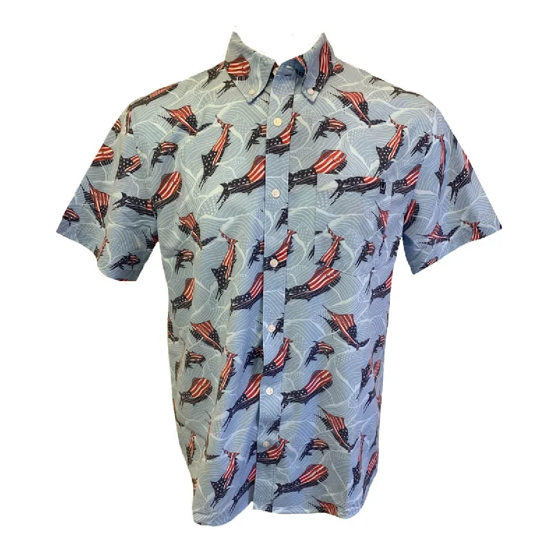 Men's Pattern-Clashing Shirts for Bold FashionHuk Kona KC Printed Short Sleeve Sport Shirt - Windsurfer