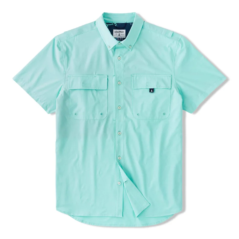 Men's Cufflink-Ready Shirts for Formal EventsChubbies The I See the Foam Short Sleeve Sport Shirt - Teal - Solid Men's Cufflink-Ready Shirts for Formal EventsChubbies The I See the Foam Short Sleeve Sport Shirt - Teal - Solid