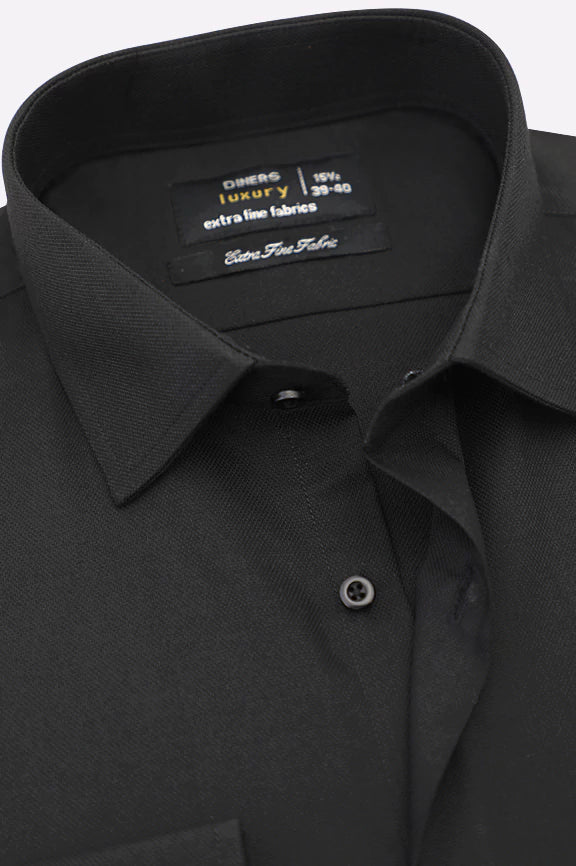 Black Dobby Textured Formal Shirt