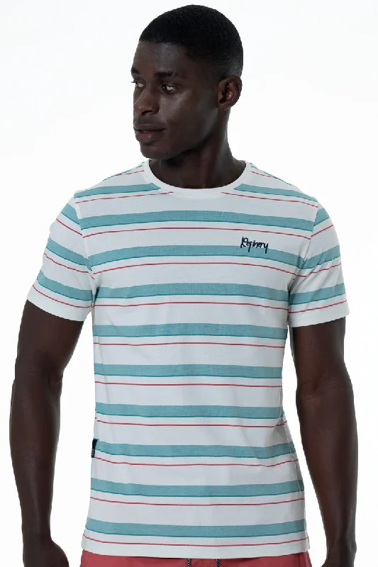 Men's Shirts with Floral PrintsStripe T-Shirt _ 151906 _ Off White