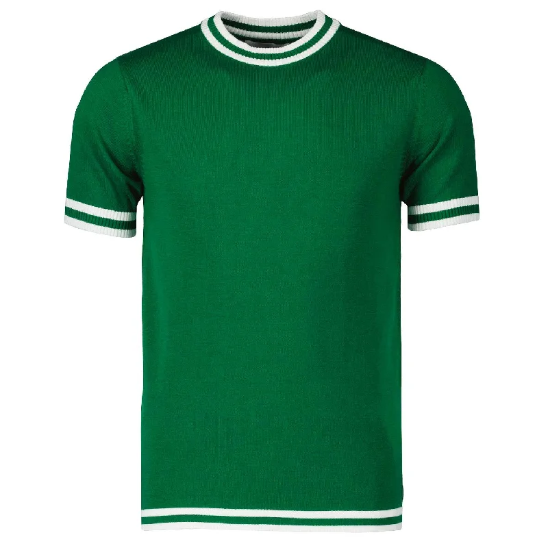 Classic Men's Button-Up ShirtsMen's Green Short Sleeve Crew Neck Knitted T-Shirt