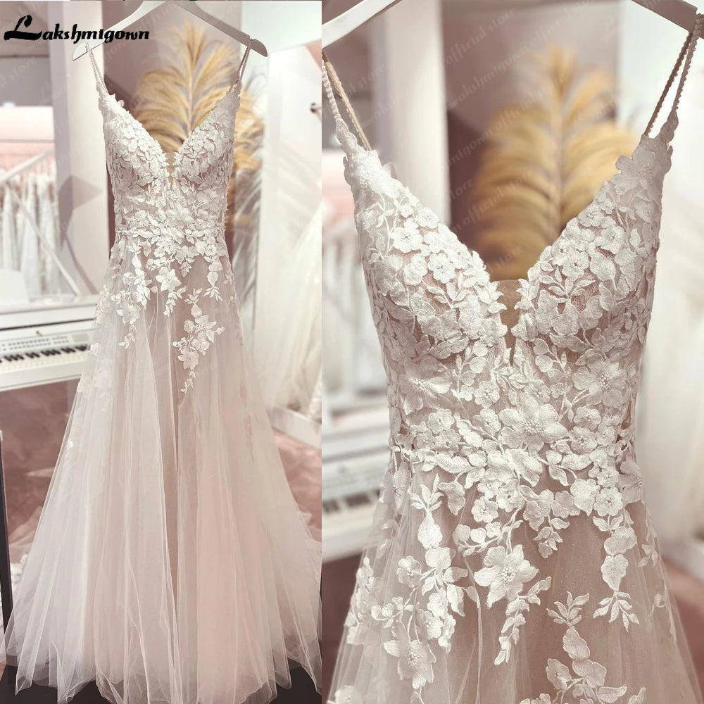 Roycebridal Long Boho A-Line Backless Wedding Dress Flowers Spaghetti Straps Bride Dresses Princess Floor Length Wedding Gown Roycebridal Long Boho A-Line Backless Wedding Dress Flowers Spaghetti Straps Bride Dresses Princess Floor Length Wedding Gown