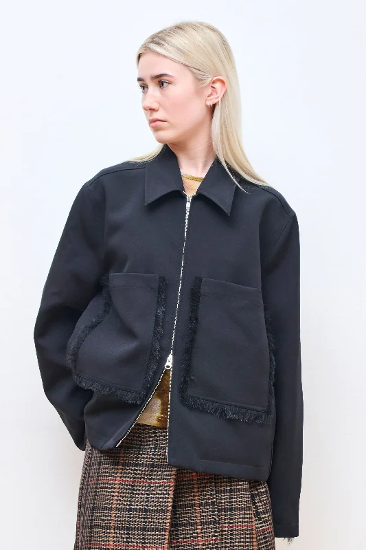 Winter-Ready Men's CoatsZip Up Patch Pocket Jacket Black