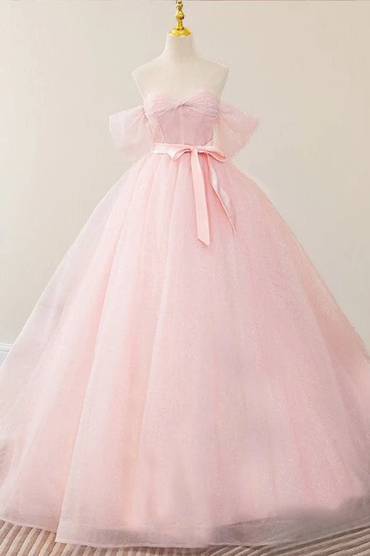 Princess Pink Tulle Sweetheart  Ball Gown with Belt
