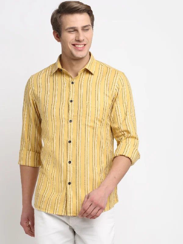 Men's Muscle Fit T-Shirts for a Body-Hugging FitMen Cotton Striped Mustard Full Sleeve Casual Shirt for Men with Pocket Men's Muscle Fit T-Shirts for a Body-Hugging FitMen Cotton Striped Mustard Full Sleeve Casual Shirt for Men with Pocket