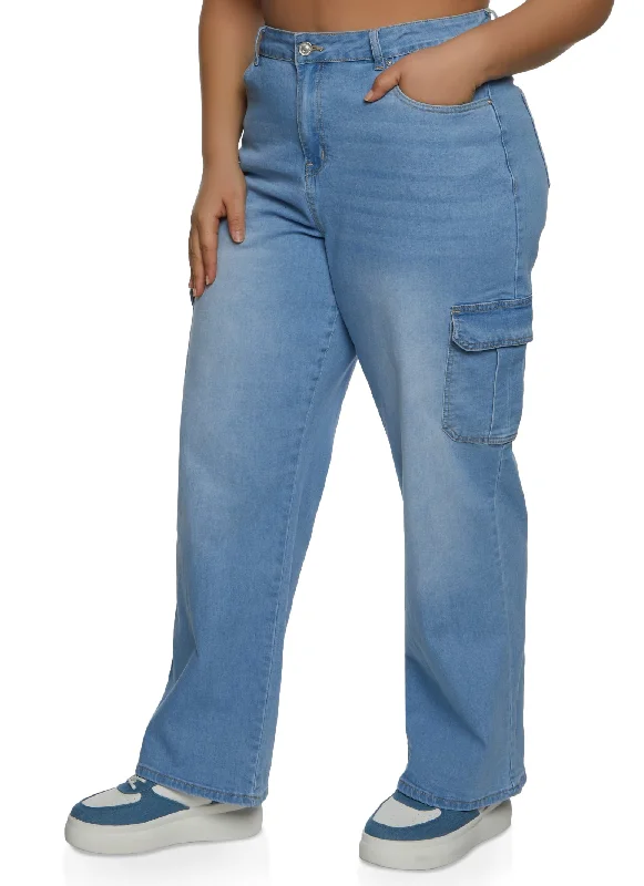 Everyday Men's JeansPlus Size WAX Whiskered Wide Leg Cargo Jeans