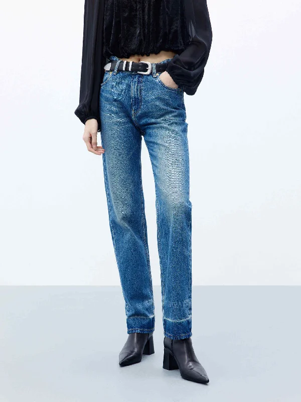 Casual Ripped Men's JeansStraight Leg Washed Jeans