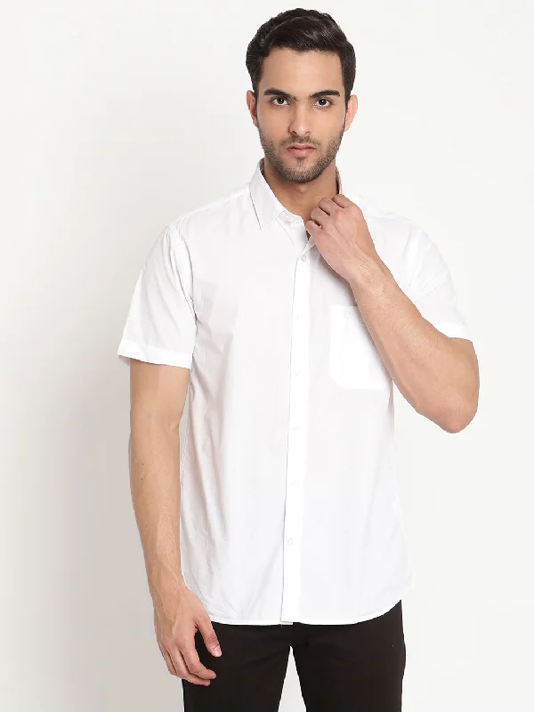 Stylish Men's Graphic T-ShirtsMen's White Casual Plain Half Sleeve Shirt