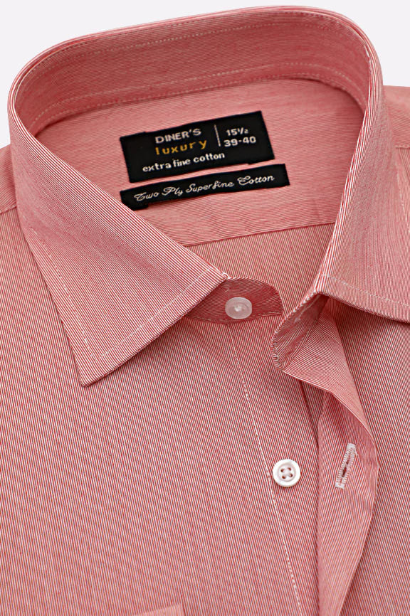 Red Twill Textured Formal Shirt