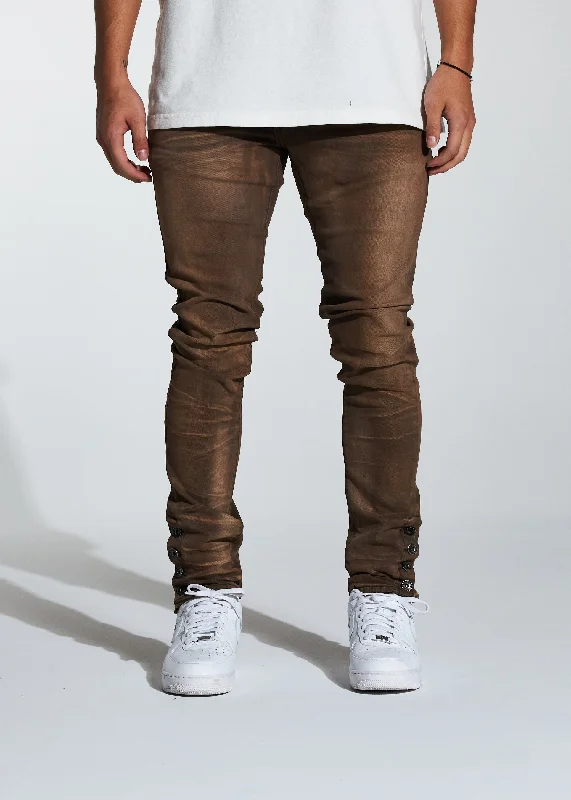 Durable Men's JeansSnap Denim (Washed Brown)