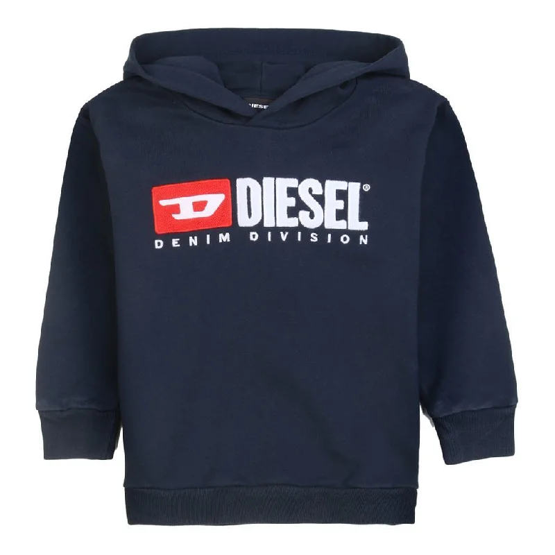 Men's Three-Quarter Sleeved TopsNavy Logo Hooded Sweatshirt