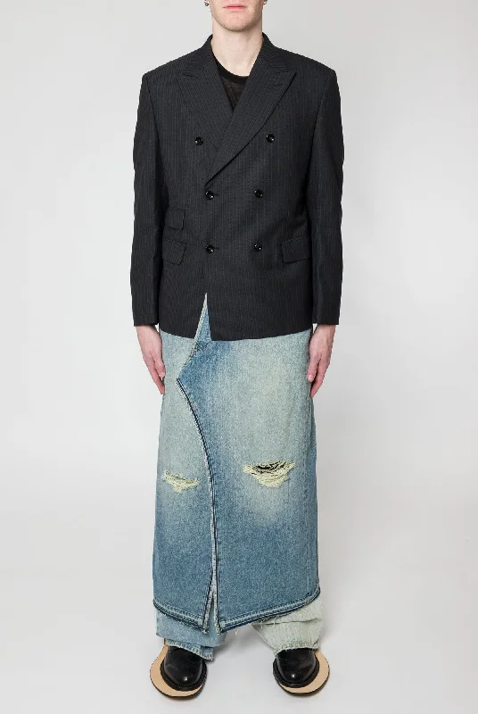 Men's Board Shorts for SurfingJunya Watanabe MAN Wool Stripe Selvedge Long Coat