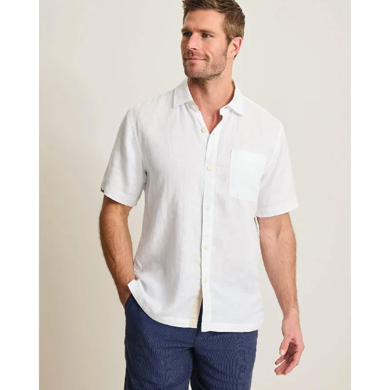 Men's Denim Shirts for a Rugged LookTommy Bahama Men's Paradise Breezer Short Sleeve Linen Camp Shirt - White