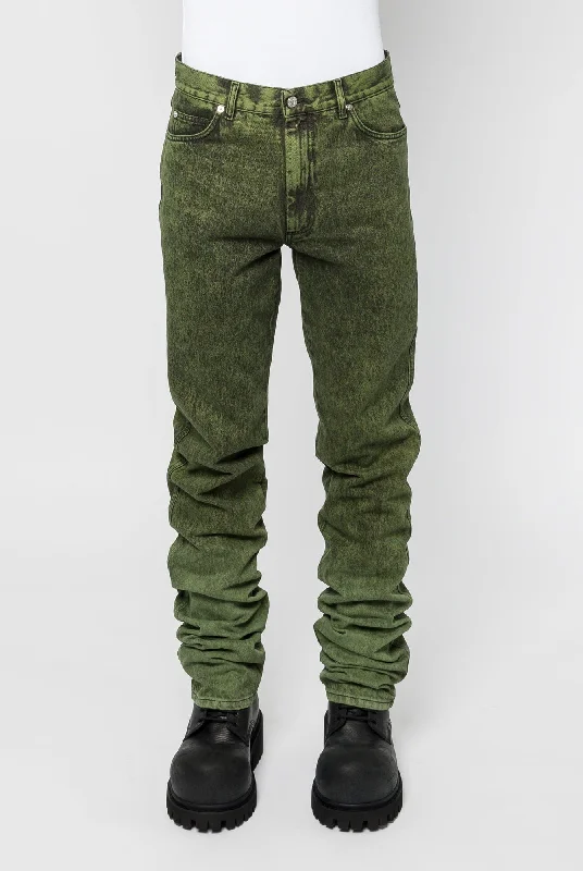 Men's Patterned Pants with Camouflage PrintsLu'u Dan Stacked Straight leg Jeans