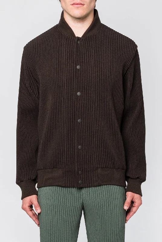 Men's Pants with Hidden ButtonsHomme Plissé Issey Miyake Kersey Pleats Bomber in Brown Men's Pants with Hidden ButtonsHomme Plissé Issey Miyake Kersey Pleats Bomber in Brown