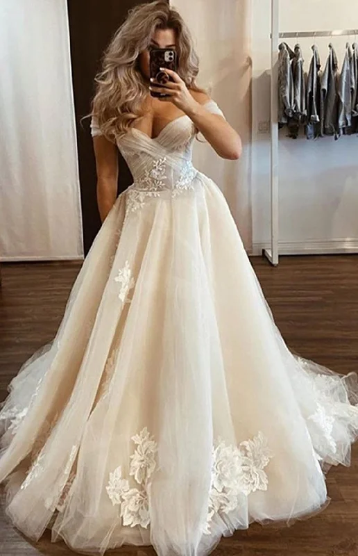 Women A-Line Wedding Dresses Long Appliques Bridal Gowns YWD143