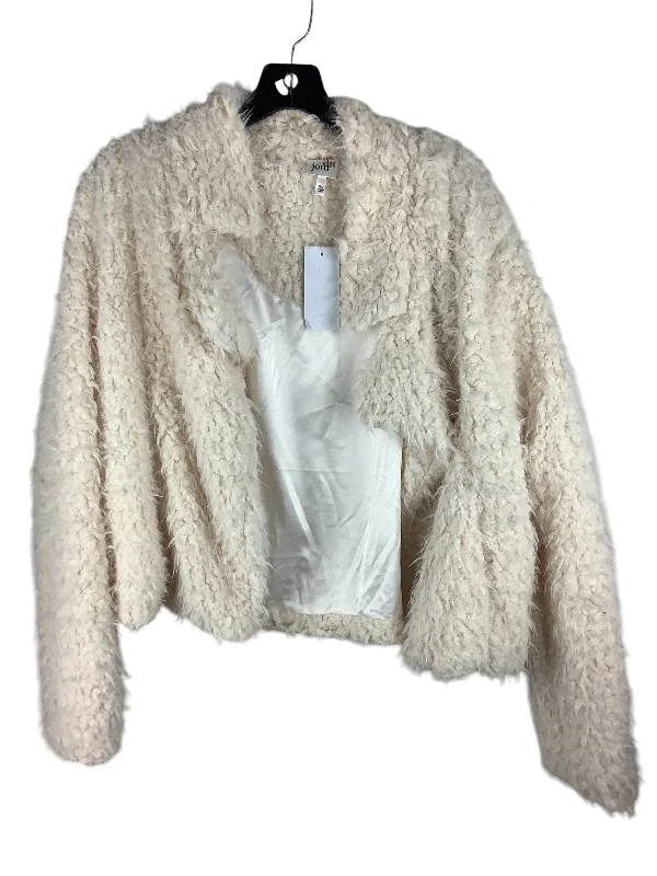Men's Coats with Snap ButtonsJacket Faux Fur & Sherpa By Belle Du Jour In Cream, Size: Xl Men's Coats with Snap ButtonsJacket Faux Fur & Sherpa By Belle Du Jour In Cream, Size: Xl