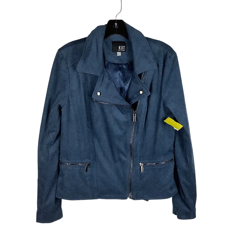 Men's Coats for Big and TallJacket Moto By Kut In Blue, Size: M