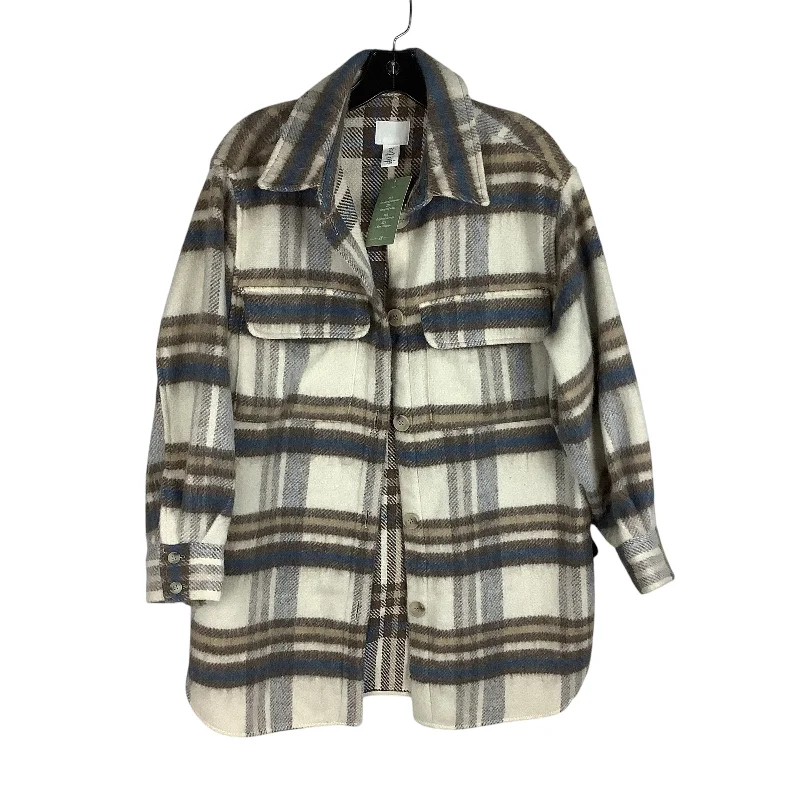 Warm Men's Down JacketsJacket Shirt By H&m In Cream, Size: S