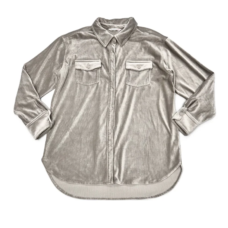 Men's Coats for LayeringJacket Shirt By Isaac Mizrahi Live Qvc In Taupe, Size: M