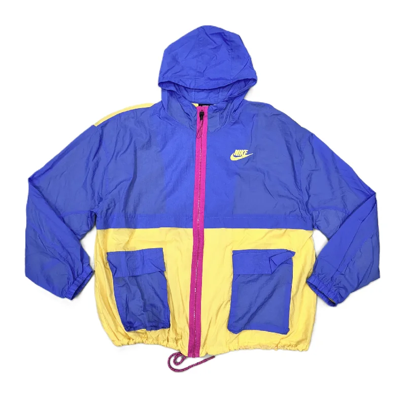 Luxurious Men's Cashmere CoatsJacket Windbreaker By Nike Apparel In Purple & Yellow, Size: L Luxurious Men's Cashmere CoatsJacket Windbreaker By Nike Apparel In Purple & Yellow, Size: L
