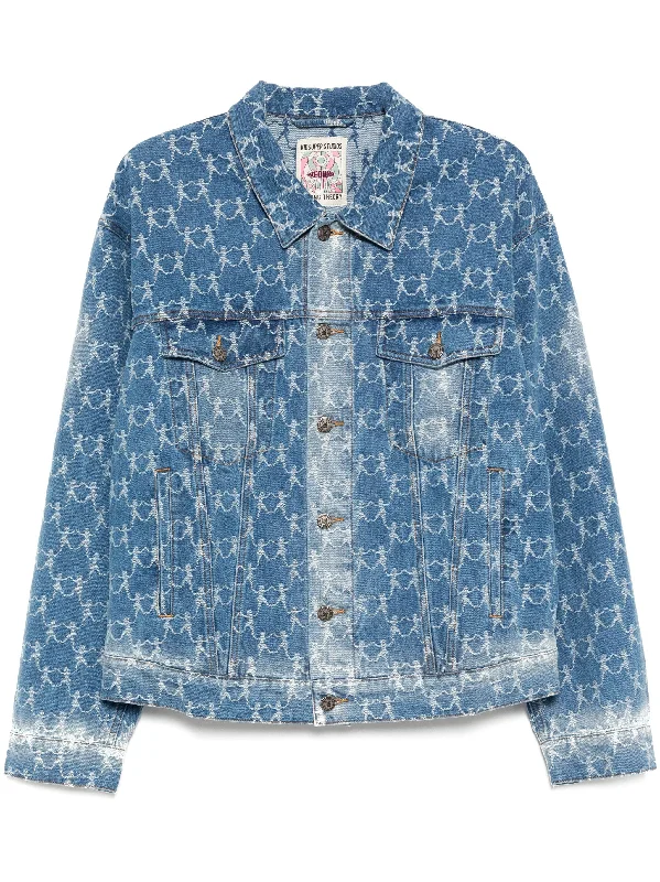 Men's Coats with Breathable FabricJacquard-Pattern Denim Jacket
