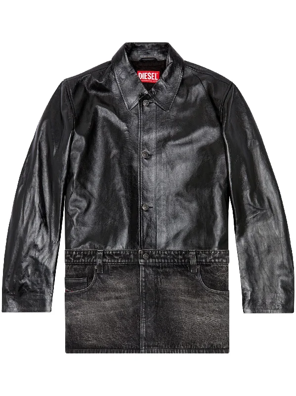 Men's Coats with Down InsulationL-Bretch Leather Jacket