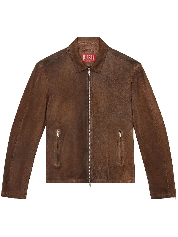 Luxurious Men's Cashmere CoatsL-Crombe Zip-Up Leather Jacket
