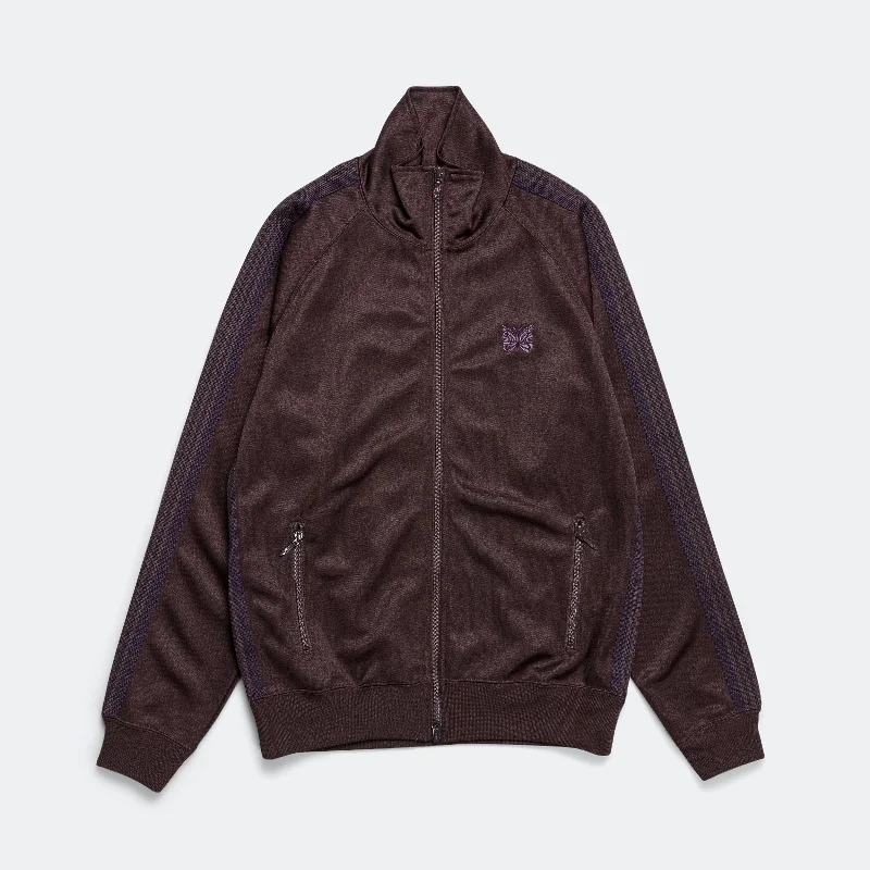 Classic Men's Trench CoatsTrack Jacket - Dark Brown Poly Smooth
