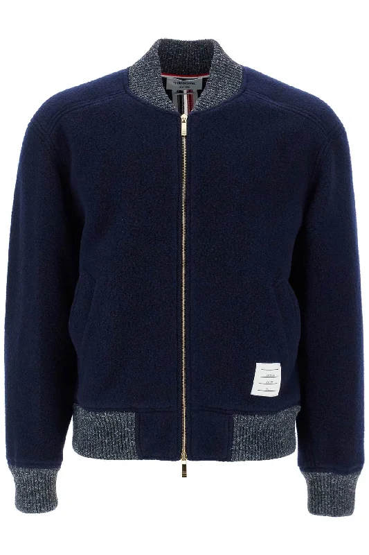 Men's Coats for Formal EventsTHOM BROWNE woolen fleece bomber jacket